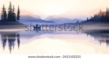 Similar – Foto Bild Nebel am See harmonisch