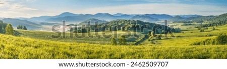 Similar – Image, Stock Photo Picturesque landscape of mountain ranges in Iceland