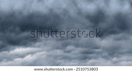 Dramatic autumn sky, it is raining, itormy clouds in dark sky, vector background