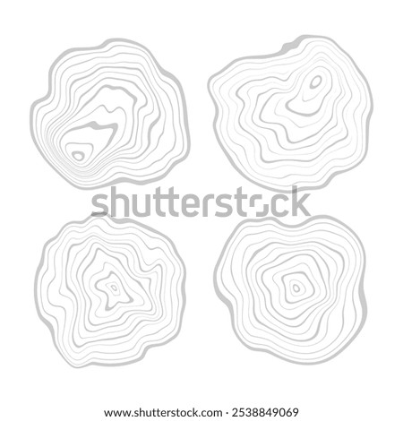 Log cut, vector illustration, tree rings pattern, shades of gray