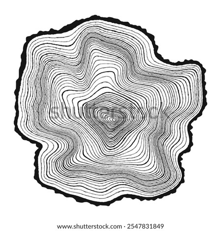 Log cut, vector illustration, tree rings pattern, shades of gray