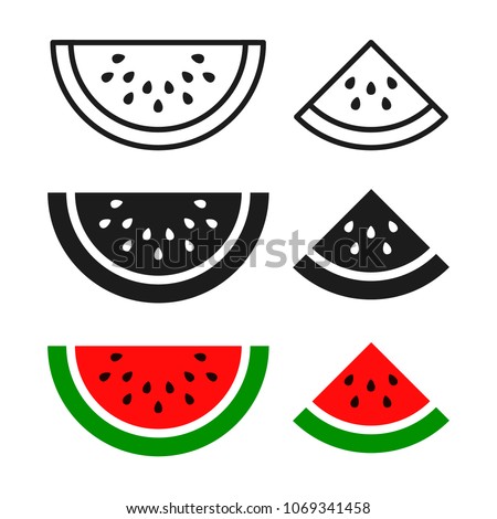 Watermelon sliced ripe icon, vector isolated melon symbol set isolated on white background.