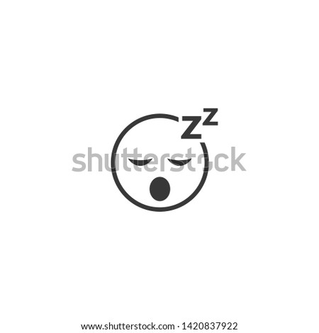 Sleeping Smile Face Sleep Emoji Emotion Icon Flat Vector Illustration.