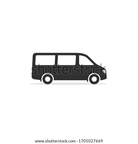 Passenger van Minibus icon. Vector isolated simple sign.