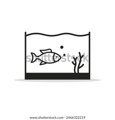 Aquarium fish tank vector icon. Flat style design.