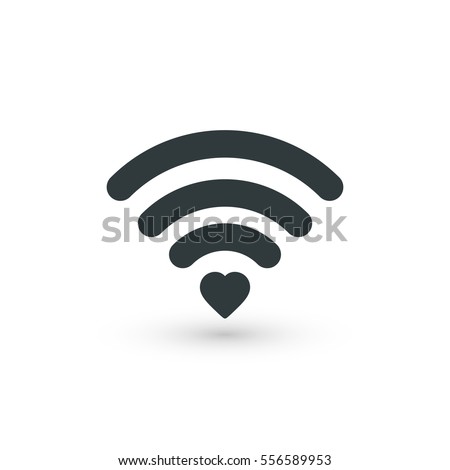 Heart wifi. Vector heart connect icon in flat style. Heart signal. Love connection. Wifi hotspot signal. Love signal. Wifi signal. Wifi sign.