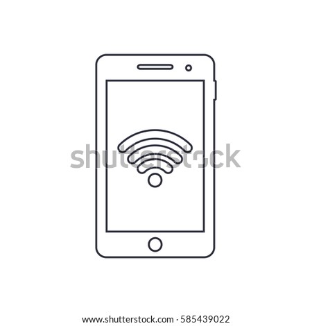 Smartphone outline icon with wifi sign. Vector design template.