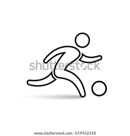 Soccer player icon outline symbol, vector isolated running football player illustration.