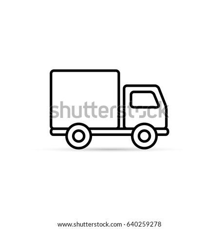 Truck outline icon, vector isolated delivery transport simple symbol.