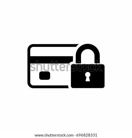 Credit Card with lock icon. Locked bank card illustration. Vector.