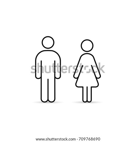 Man and Woman icon, vector isolated line illustration.