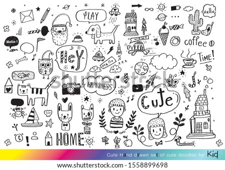 
Vector illustration of Doodle cute for kid, Hand drawn set of cute doodles for decoration,Funny Doodle Hand Drawn, Summer, Doodle set of objects from a child's life