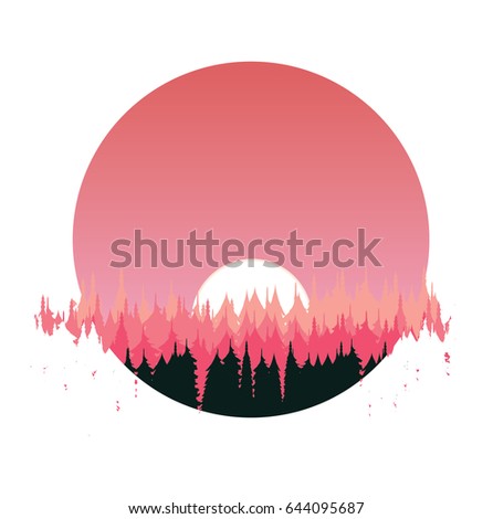 Abstract vector nature illustration
alt icon, forest ans sunset