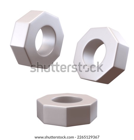 Realistic Hex nuts screw 3d. Vector illustration