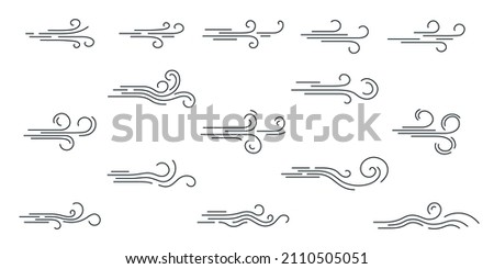Big set of doodle wind, weather, environment. Vector set of air icons.
