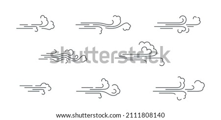 Vector set of icon wind, weather, environment.