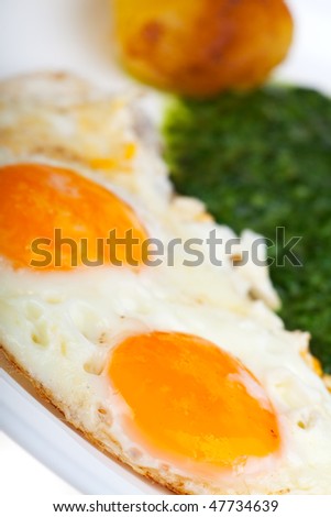 fried egg sunny side up with spinach