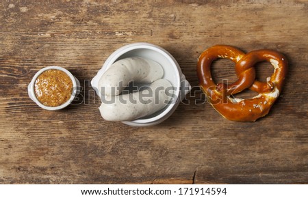 Similar – Image, Stock Photo Pair of Bavarian veal sausages