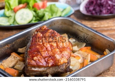 Similar – Foto Bild bayerischer Schweinebraten auf Holz