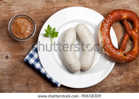 Similar – Image, Stock Photo Pair of Bavarian veal sausages