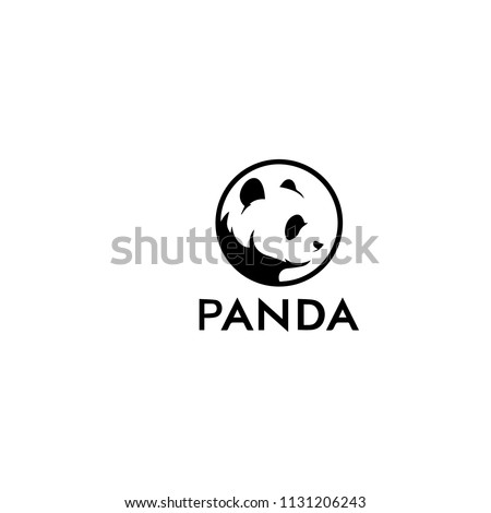 Panda bear silhouette Logo design vector template.