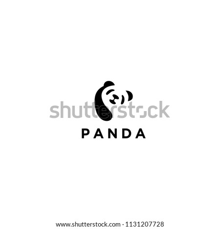 Panda bear silhouette Logo design vector template.