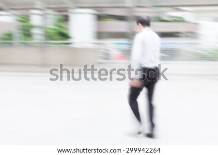 motion blur office man walking to work
