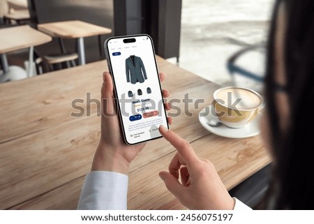 Similar – Image, Stock Photo Shopping online with a notebook on a pink background