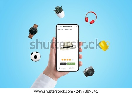 Similar – Image, Stock Photo Shopping online with a notebook on a pink background