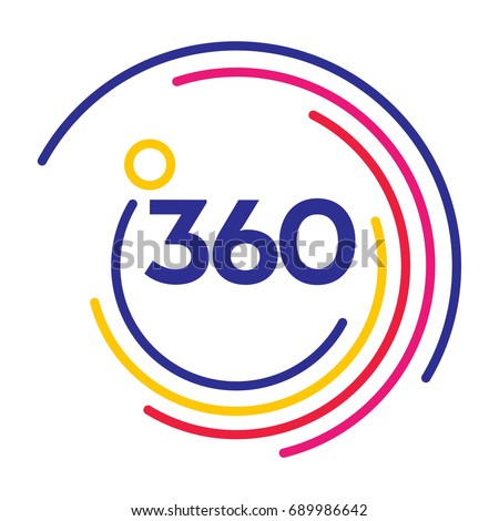 360 degrees modern company logo with colorful circle lines