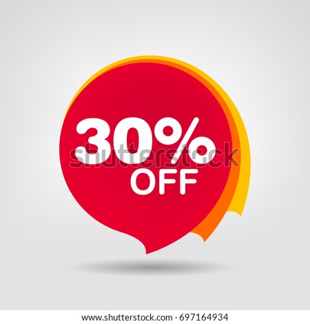 30% OFF Sale Discount Banner. Discount offer price tag. Special offer sale red label. Vector Modern Sticker Illustration.