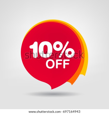 10% OFF Sale Discount Banner. Discount offer price tag. Special offer sale red label. Vector Modern Sticker Illustration. Isolated Background