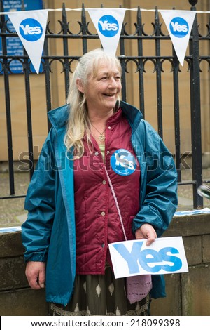 EDINBURGH, SCOTLAND, UK: September 18, 2014 - public expressing their opinion on independence during referendum day in Edinburgh