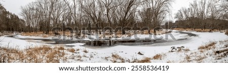 Similar – Image, Stock Photo Frosted bank of river with bare trees