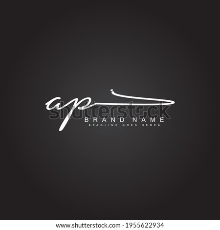 Initial Letter AP Logo - Handwritten Signature Style Logo Imagine de stoc © 