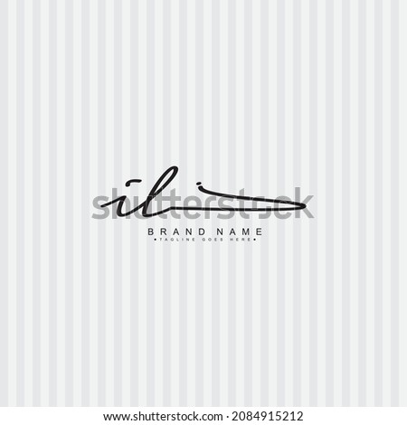 Initial Letter IL Logo - Hand Drawn Signature Style Logo Foto d'archivio © 