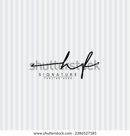 Initial Letter HF Vector Logo Template in handwritten Signature Style