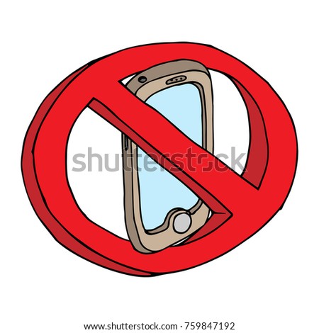 Sign of prohibition. Prohibited mobile phone. Smartphone. Vector illustration.