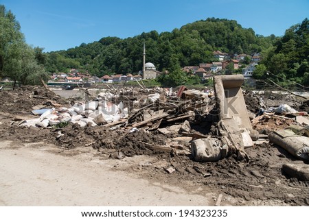 Maglaj Bosnia And Herzegovina - May 21 - Flood Natural Disaster . Jusuf Pasina Kurumlija Mosque After Flooding Natural Disaster, on May 21, 2014 in Maglaj, Bosnia