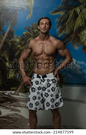 Handsome Muscular Men - Portrait Of A Physically Fit Muscular Middle Age Man Without A Shirt