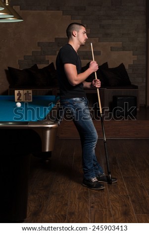 Young Man Looking Confused Lost His Billiard Game