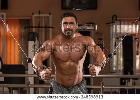 Indian Body Builder Working Out Chest