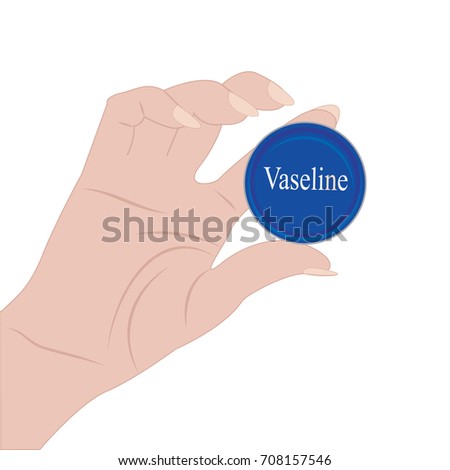 Tin of Vaseline in a hand vector illustration on a white background