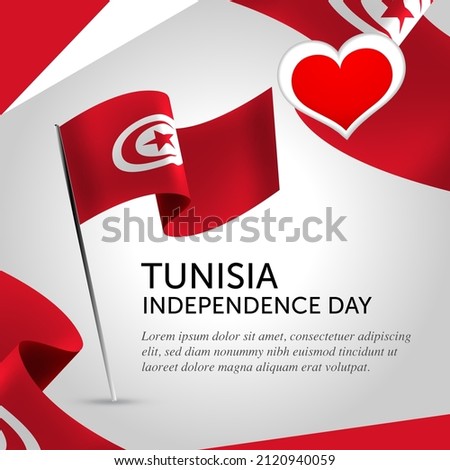 Tunisia Independence Day Celebration. Banner, Greeting card, Flyer design. Poster Template Design