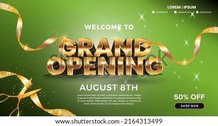 Poster design. Grand opening shop, colorful display illustration Сток-фото © 