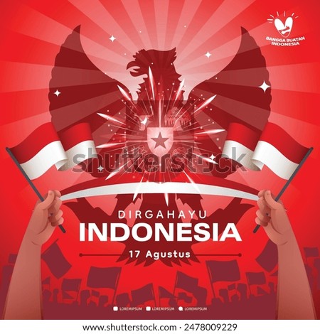 Anniversary Independence Day of the Republic of Indonesia. Dirgahayu indonesia. (English translation: Indonesian independence). Illustration Banner Template Design