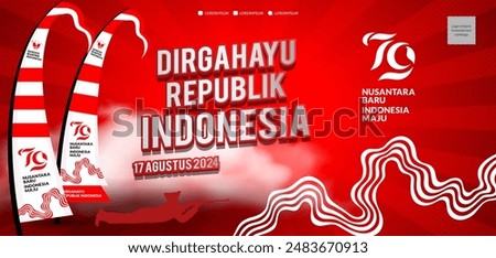 Anniversary Independence Day of the Republic of Indonesia. Dirgahayu indonesia. (English translation: Indonesian independence). Illustration for Banner and poster