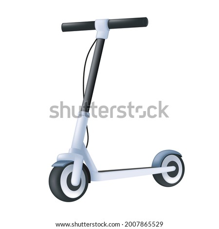 Electric kick scooter. Modern vehicle 3d icon. Cartoon vector illustration of an eco transport isolated on a white background
