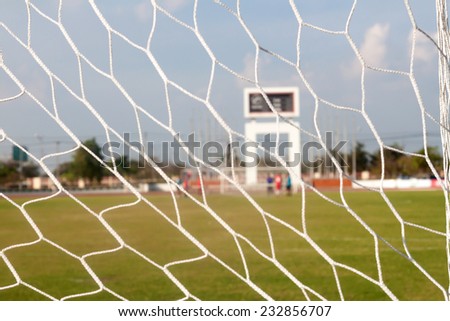 football net and football pitch background