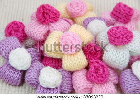 Colorful knitting wool flowers,decorating handmade.